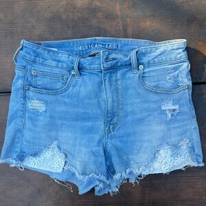 American Eagle Outfitters Light Blue Ripped Jean Shorts